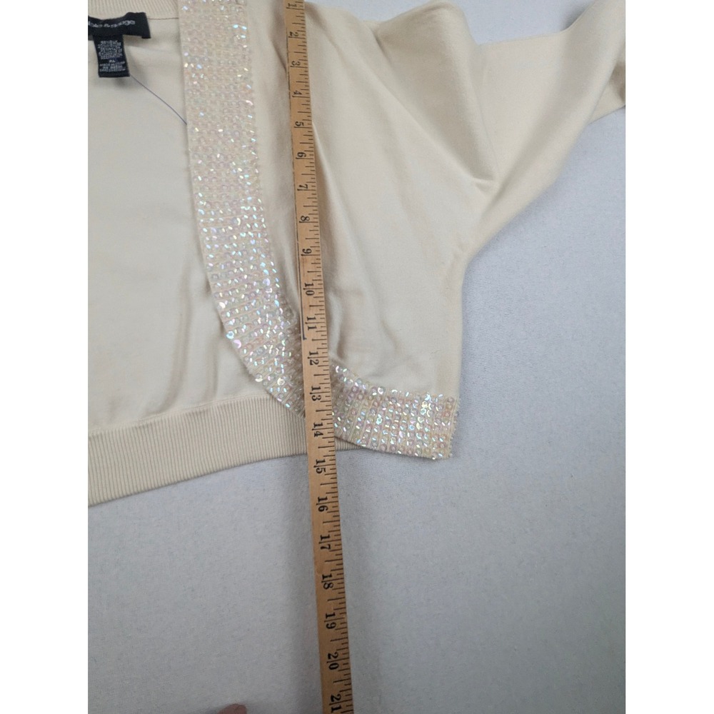 Cable & Gauge Ivory Silk Blend Sequin Trim Two Piece Set Shrug/Bolero Shell XL - Picture 14 of 16